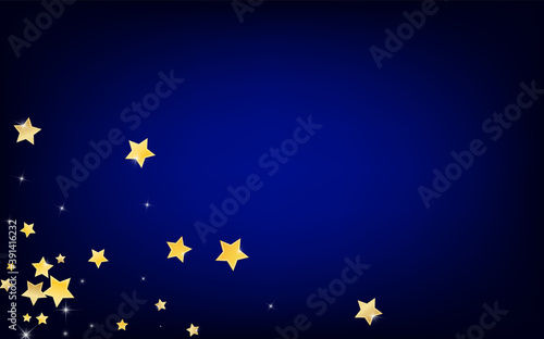 Gold Effect Stars Vector Blue Background. Bright 