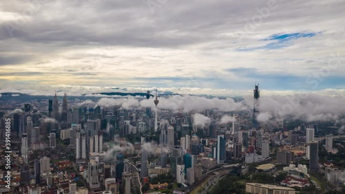 Wallpaper Mural aerial hyperlapse of city skyline during low clouds Torontodigital.ca