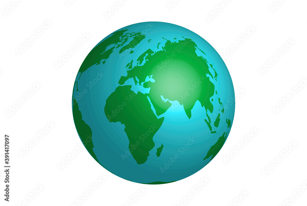 Cartoon planet earth for web design. Green planet earth vector. Flat with planet earth on white background for concept design.