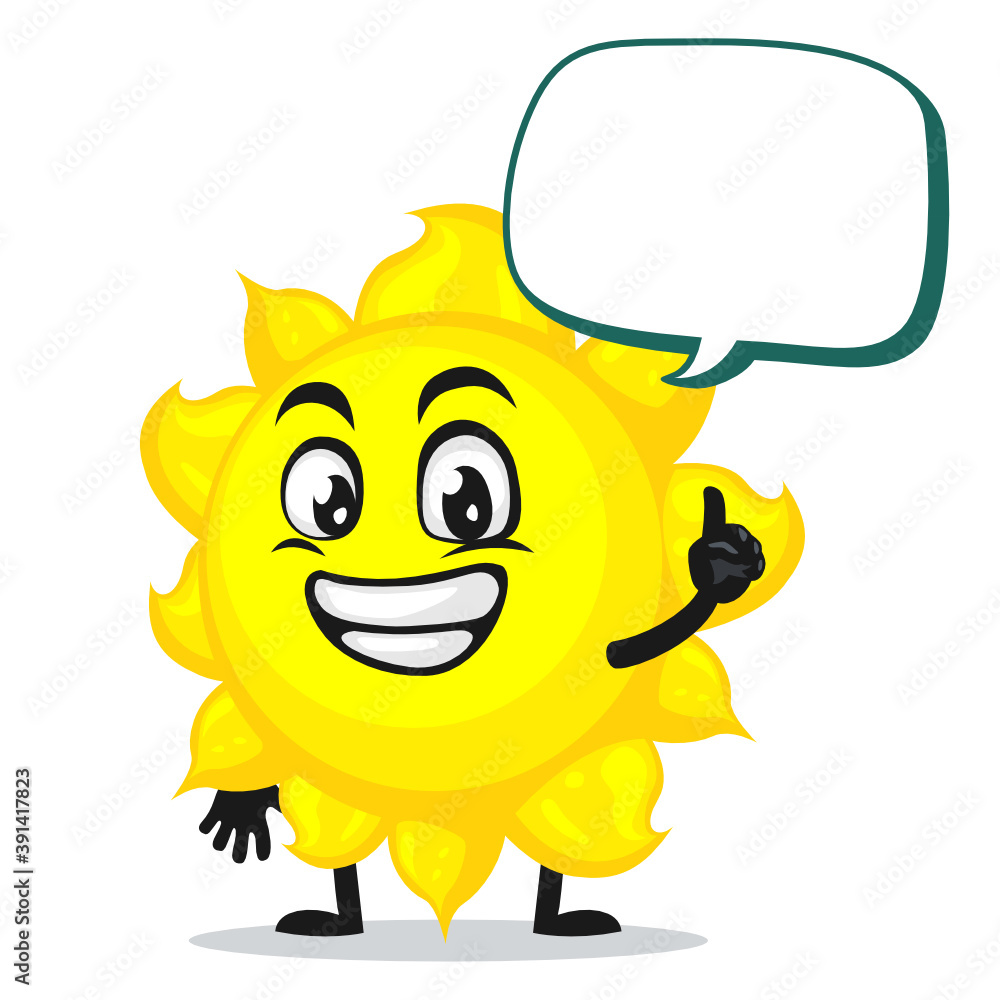 vector illustration of sun mascot or character says with blank balloon speech