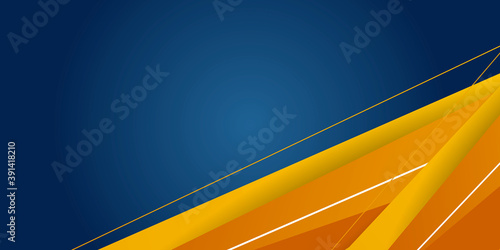 High contrast blue and orange glossy stripes. Abstract tech graphic banner design. Vector corporate background