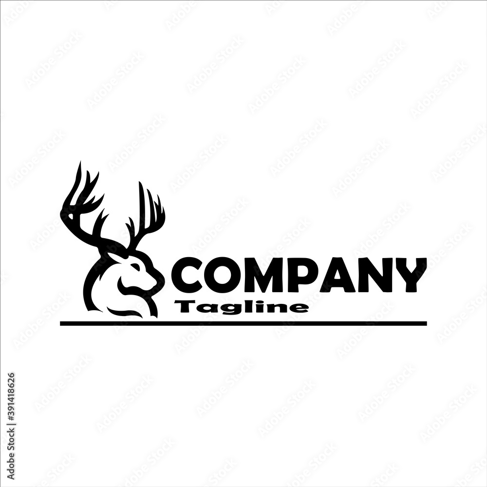 Minimalist deer logo icon design template elements Minimalist deer logo icon design template elements
