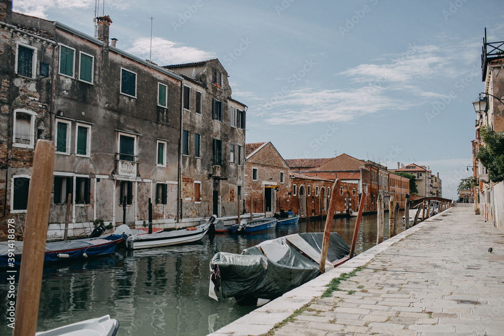 Venice Canal with Boats