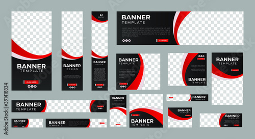 set of abstract web banners of standard size with a place for photos. Business ad banner. Vertical, horizontal and square template. vector illustration EPS 10