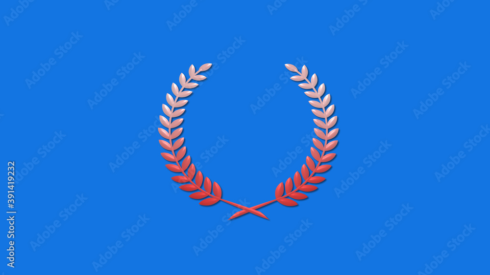 Beautiful white and red gradient 3d wheat icon on aqua background, New wreath icon Beautiful white and red gradient 3d wheat icon on aqua background, New wreath icon