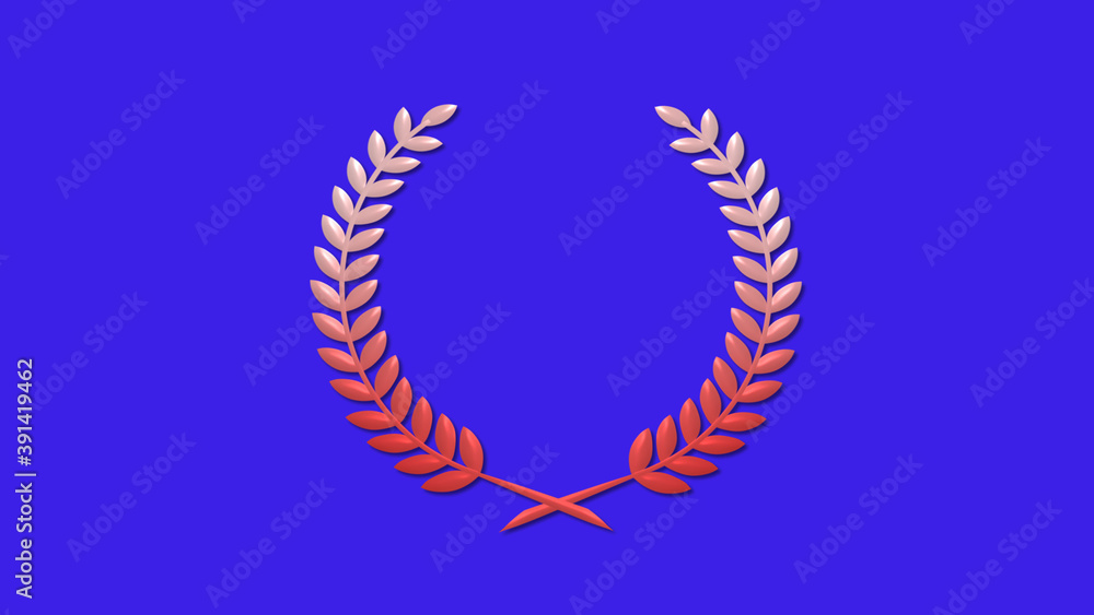 Beautiful red and white gradient 3d wheat icon on blue background, New wreath icon Beautiful red and white gradient 3d wheat icon on blue background, New wreath icon