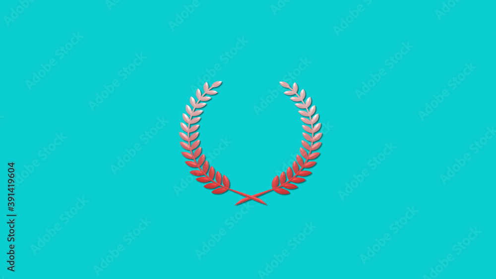 Best red and white gradient 3d wheat icon on cyan background, New wreath icon Best red and white gradient 3d wheat icon on cyan background, New wreath icon