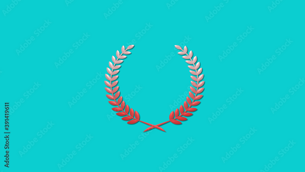 Best red and white gradient 3d wheat icon on cyan background, New wreath icon Best red and white gradient 3d wheat icon on cyan background, New wreath icon