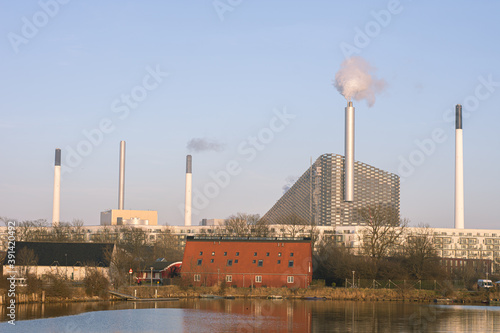 COPENHILL RECYCLING PLANT AND CITYSCAPE FROM COPENHAGUE, DENMARK, MARCH, 2019