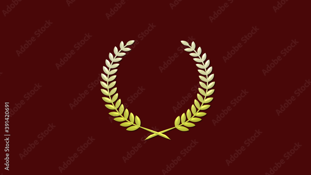 Amazing yellow gradient 3d wheat logo icon on red dark background Amazing yellow gradient 3d wheat logo icon on red dark background