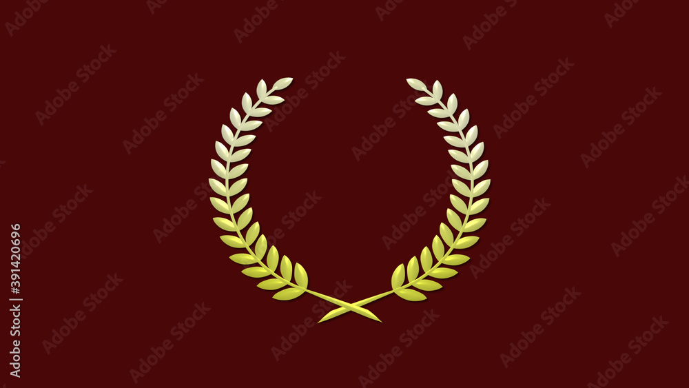 Amazing yellow gradient 3d wheat logo icon on red dark background Amazing yellow gradient 3d wheat logo icon on red dark background