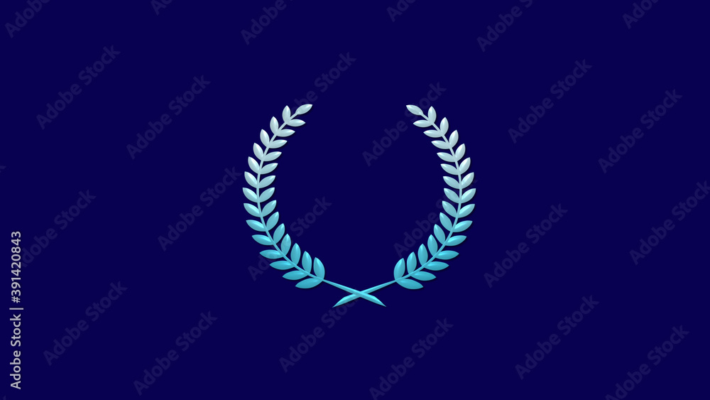 Amazing cyan gradient 3d wheat icon on blue dark background
