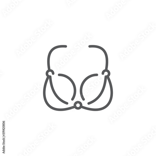 woman bra underware lcon. Equipment symbol, line, color, outline style pictogram on beige background. Boxing gloves sign for mobile concept and web design. Vector graphics