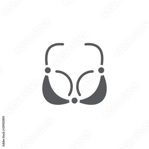 woman bra underware lcon. Equipment symbol, line, color, outline style pictogram on beige background. Boxing gloves sign for mobile concept and web design. Vector graphics