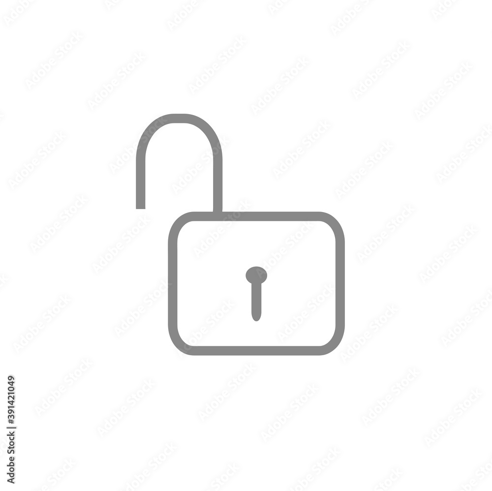 Icon of an open lock isolated on a white background Icon of an open lock isolated on a white background