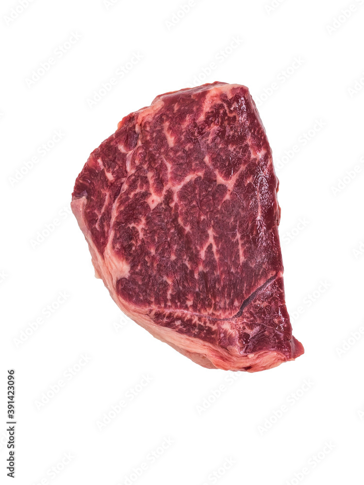 Fototapeta premium Marbled beef steak isolated on white background.