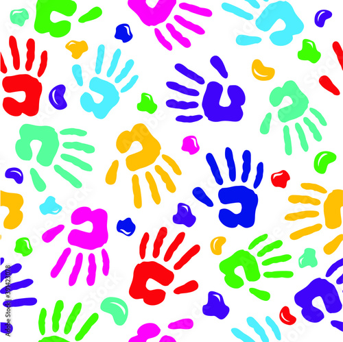 happy holi  class art school colorful hand print with white background