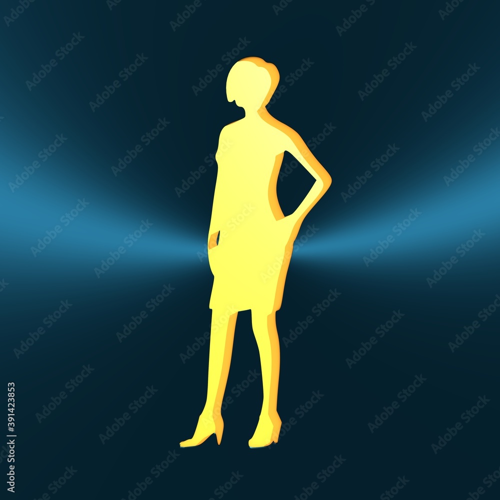 Sexy woman silhouette. 3D rendering. Metallic material Sexy woman silhouette. 3D rendering. Metallic material
