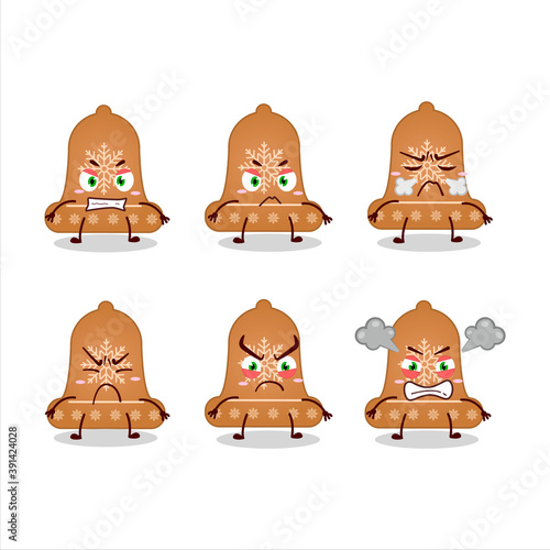 Bell cookie cartoon character with various angry expressions