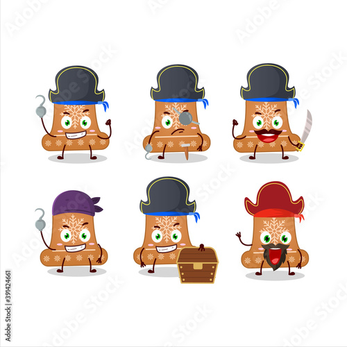Cartoon character of bell cookie with various pirates emoticons