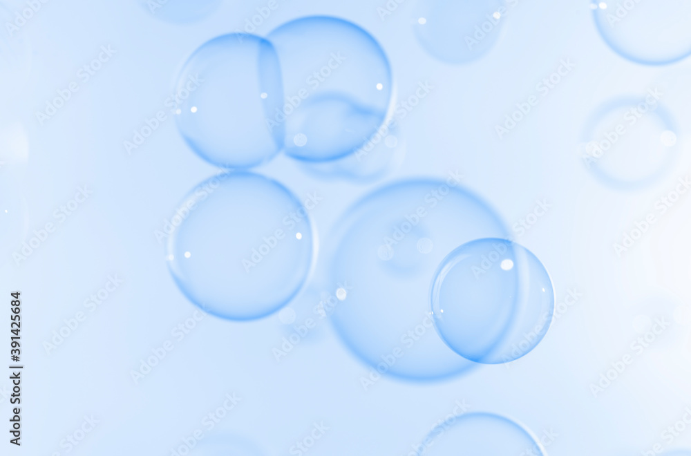 Transparent clear blue soap bubbles float texture background. Abstract, Natual fresh summer a blue texture.