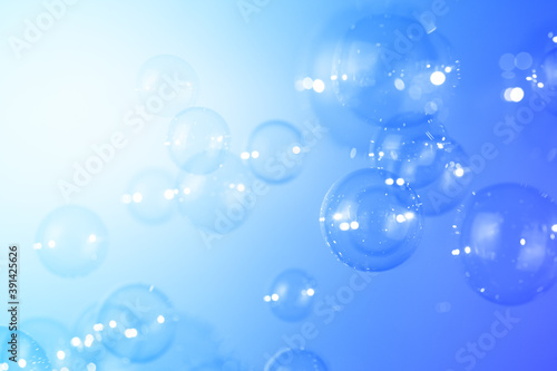 Wallpaper Mural Blue soap bubbles float background. natural fresh, bubbly shiny clear texture background. Torontodigital.ca