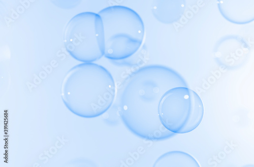 Transparent clear blue soap bubbles float texture background. Abstract  Natual fresh summer a blue texture.