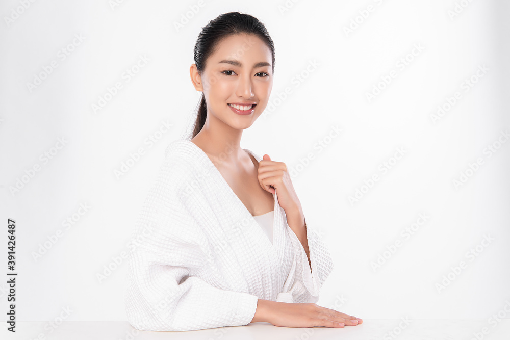 Beautiful young asian woman with clean fresh skin on white background, Face care, Facial treatment, Cosmetology, beauty and spa, Asian women portrait Beautiful young asian woman with clean fresh skin on white background, Face care, Facial treatment, Cosmetology, beauty and spa, Asian women portrait