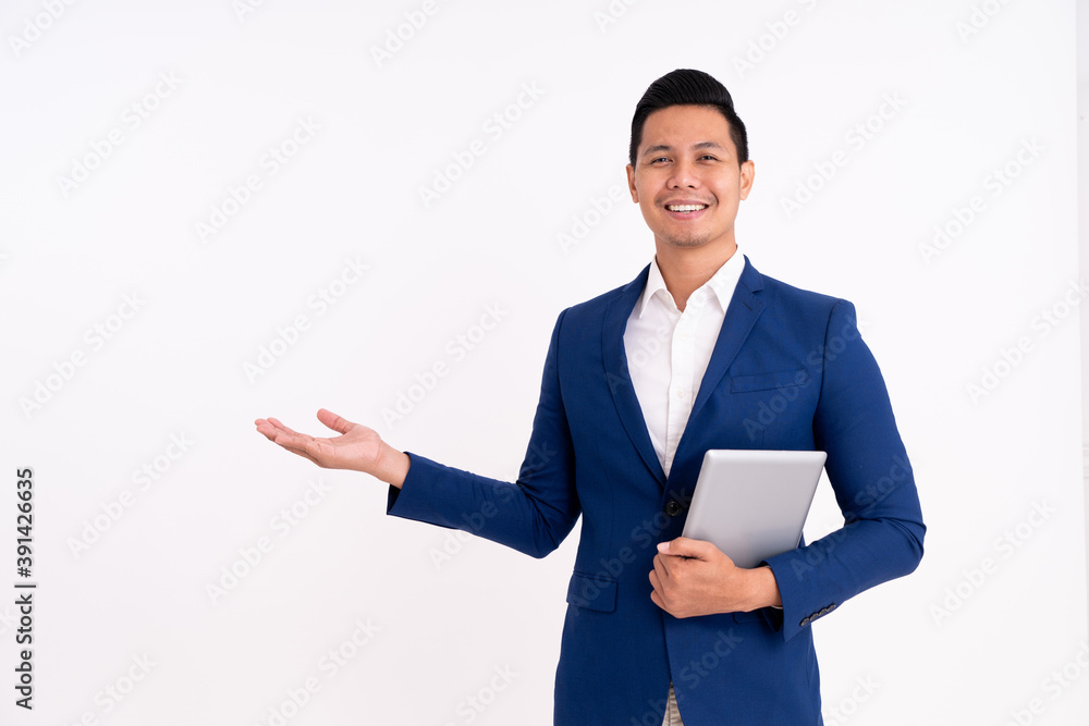 Happy business man portrait. Showing copy space Happy business man portrait. Showing copy space