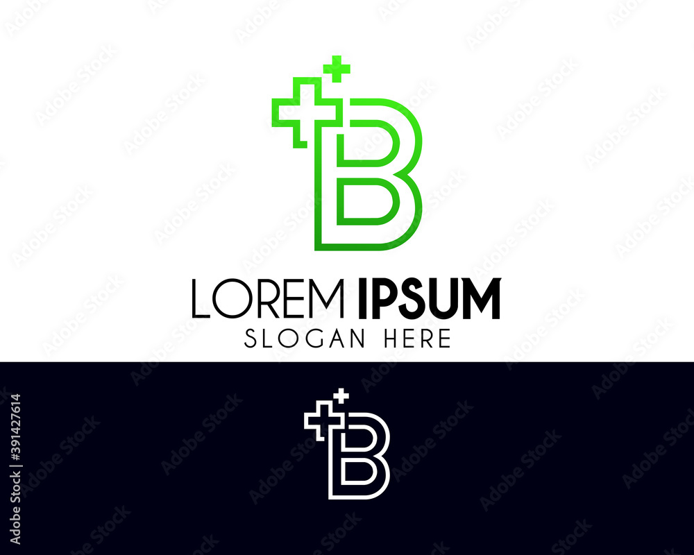 Plus letter B logo design. Medical modern logo suitable for your business company or corporate identity Plus letter B logo design. Medical modern logo suitable for your business company or corporate identity
