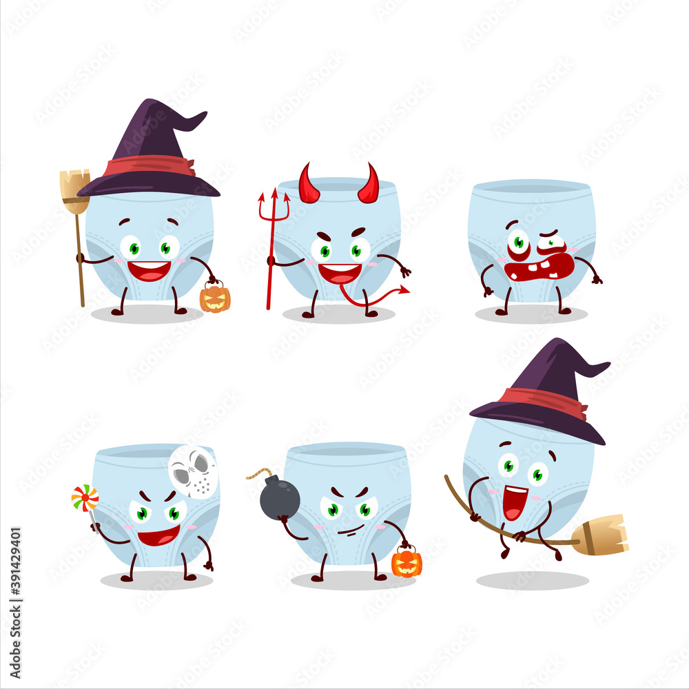 Halloween expression emoticons with cartoon character of blue baby diapers Halloween expression emoticons with cartoon character of blue baby diapers
