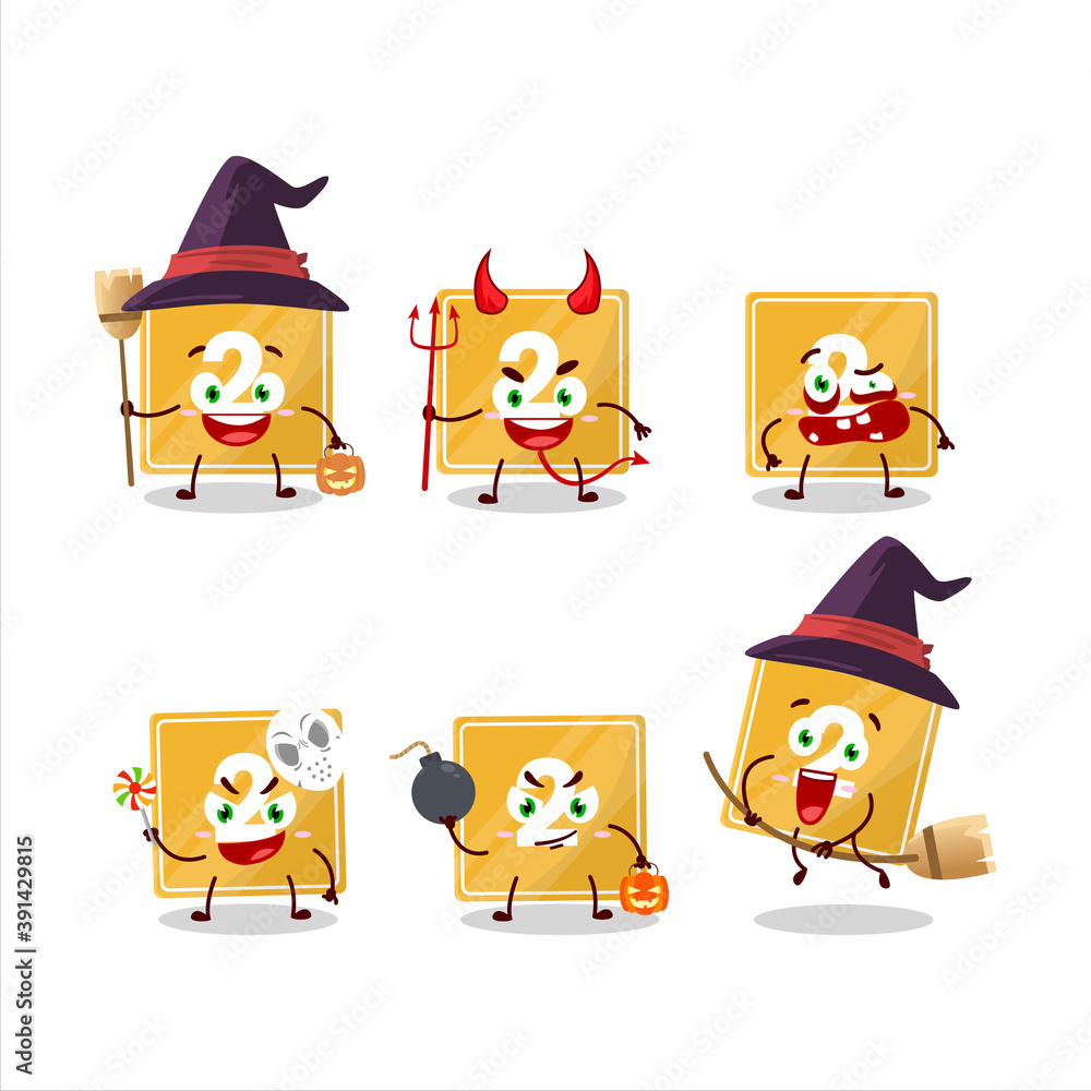 Halloween expression emoticons with cartoon character of toys block two Halloween expression emoticons with cartoon character of toys block two