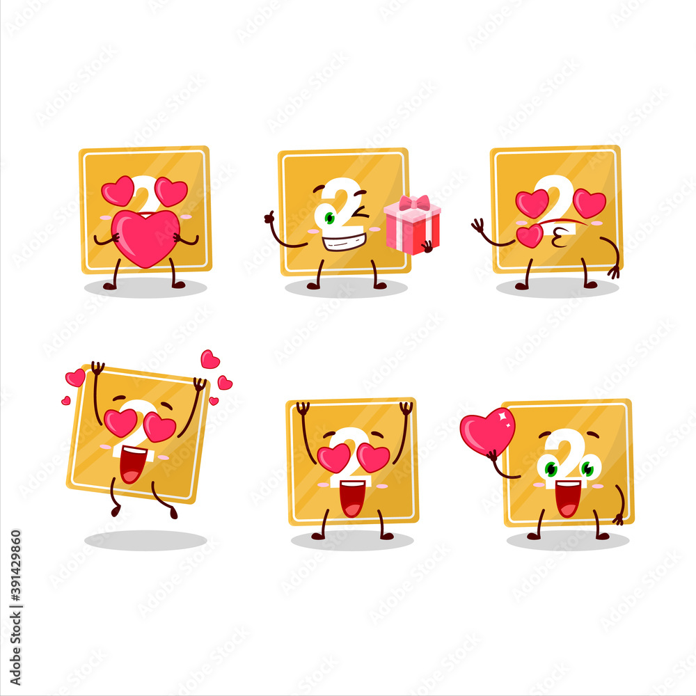 Toys block two cartoon character with love cute emoticon