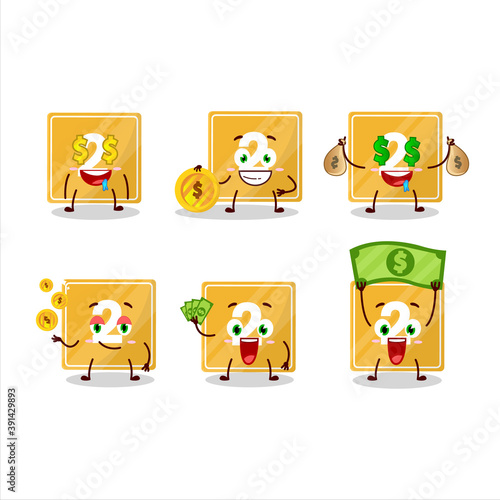Fototapeta Naklejka Na Ścianę i Meble -  Toys block two cartoon character with cute emoticon bring money