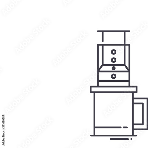 Aeropress icon, linear isolated illustration, thin line vector, web design sign, outline concept symbol with editable stroke on white background.