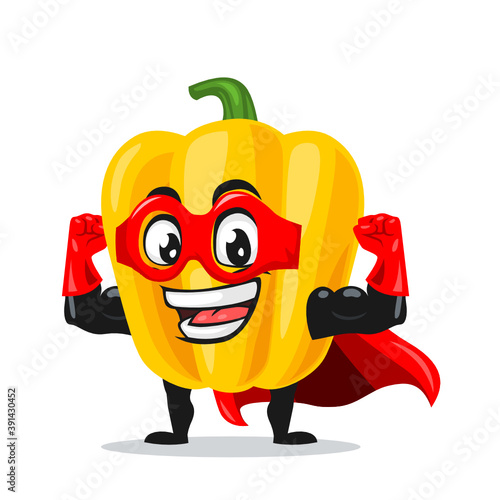 vector illustration of paprika mascot or character wearing super hero costume