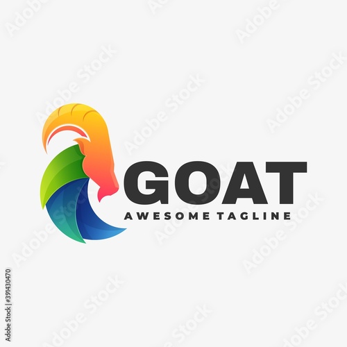 Vector Logo Illustration Goat Gradient Colorful Style.