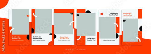 Set of editable templates for Instagram stories, Facebook stories, for personal profile, artist, trainer, motivator, coach, ads, promotional, and business. With simple orange color. (1/1)