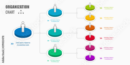 Corporate organization chart with business people icons. Vector illustration.