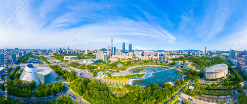 Aerial scenery of Dongguan central square, Guangdong Province, China © Weiming