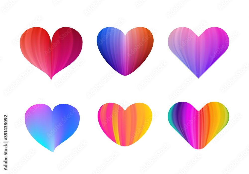 Colorful heart collection. Trendy gradient colors love symbol
