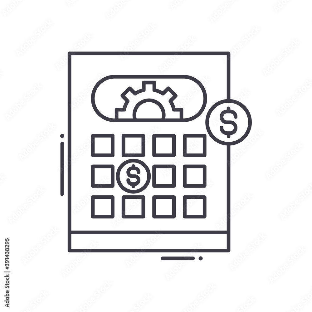 Account management icon, linear isolated illustration, thin line vector, web design sign, outline concept symbol with editable stroke on white background. Account management icon, linear isolated illustration, thin line vector, web design sign, outline concept symbol with editable stroke on white background.