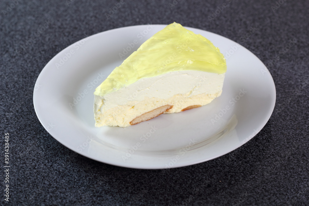 Cheesecake with lemon jelly topping Cheesecake with lemon jelly topping