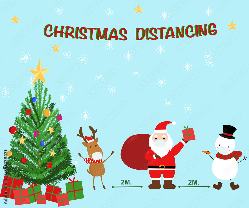 in situation coronavirus people celebrates christmas by stay social distancing for safe from coronavirus.vector illustration