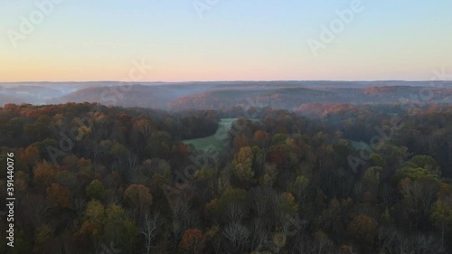 4K Drone Footage of Tennessee Country Meadow at Sunrise photo