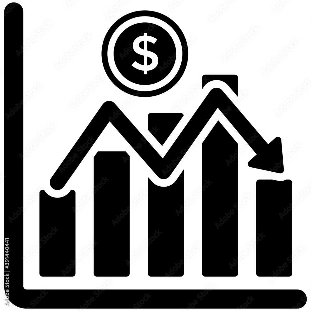 A bar graph representation, solid icon design of a line chart
A bar graph representation, solid icon design of a line chart