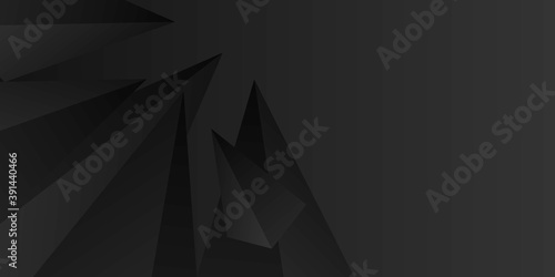 Black abstract background with 3D triangles