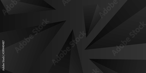 Black abstract background with 3D triangles