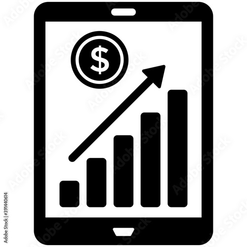 
A smartphone with analytical data bar graph representation showing mobile analytics
