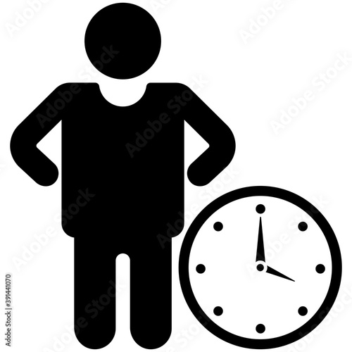 
A person with a clock representing punctuality
